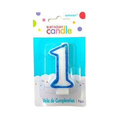 Birthday Candle Vela Glitter Azul - Amscan