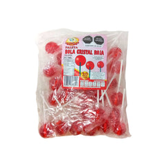 Paleta Bola Cristal Roja - Paletas Dinos - 30 Piezas