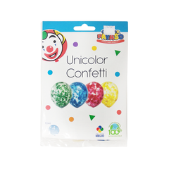 Globos Payaso Unicolor con Confeti - 4 piezas