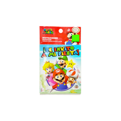 Super Mario Invitaciones 6 Pzas