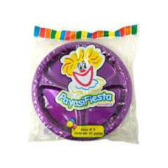 Platos con División Neón #5 - Payasifiestas - 25 Piezas