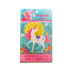Unicornio Invitaciones - 8 piezas