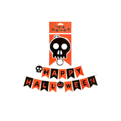 Banderín colgante Happy Halloween calaveras