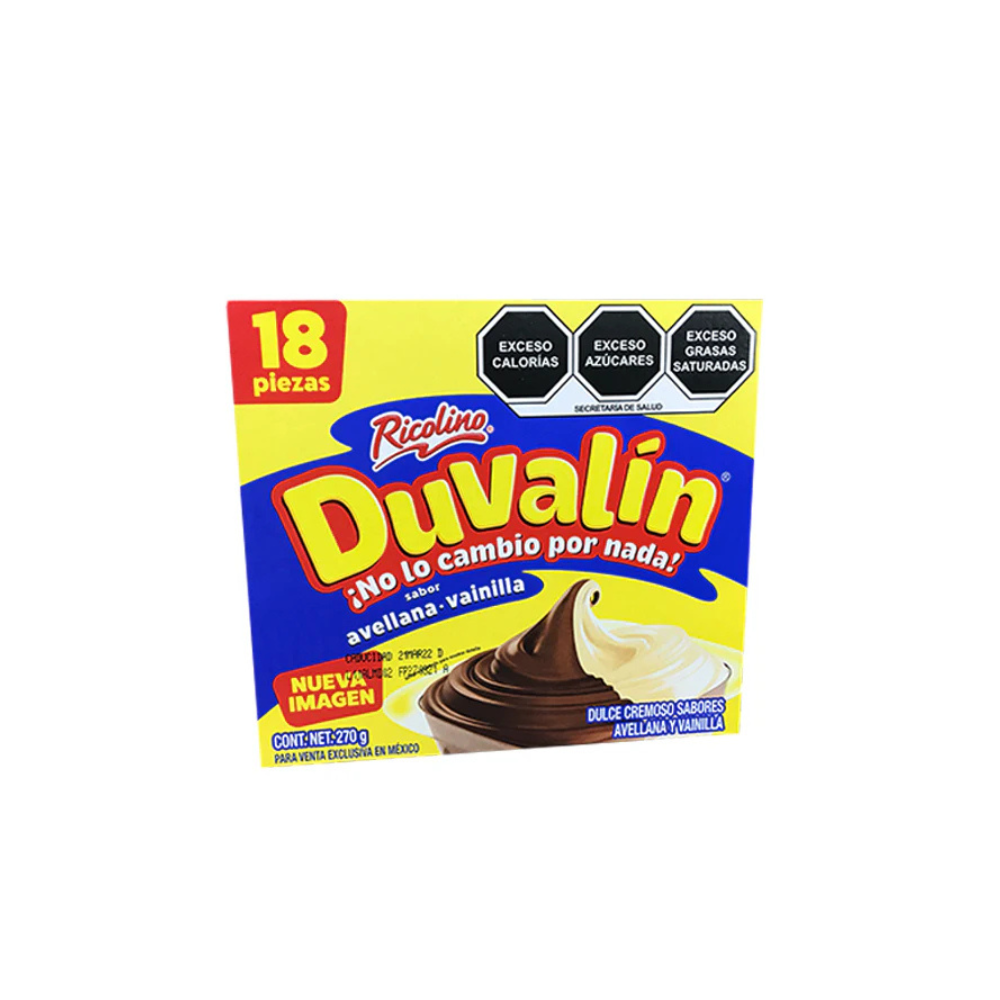 Duvalín Bi Sabor Chocolate - Ricolino - 18 piezas