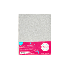 Foamy Tamaño Carta Con Diamantina Selanusa C/10