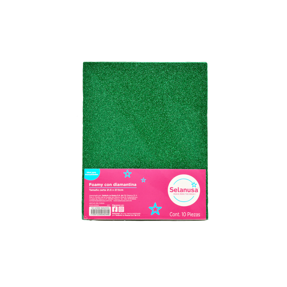 Foamy Tamaño Carta Con Diamantina Selanusa C/10