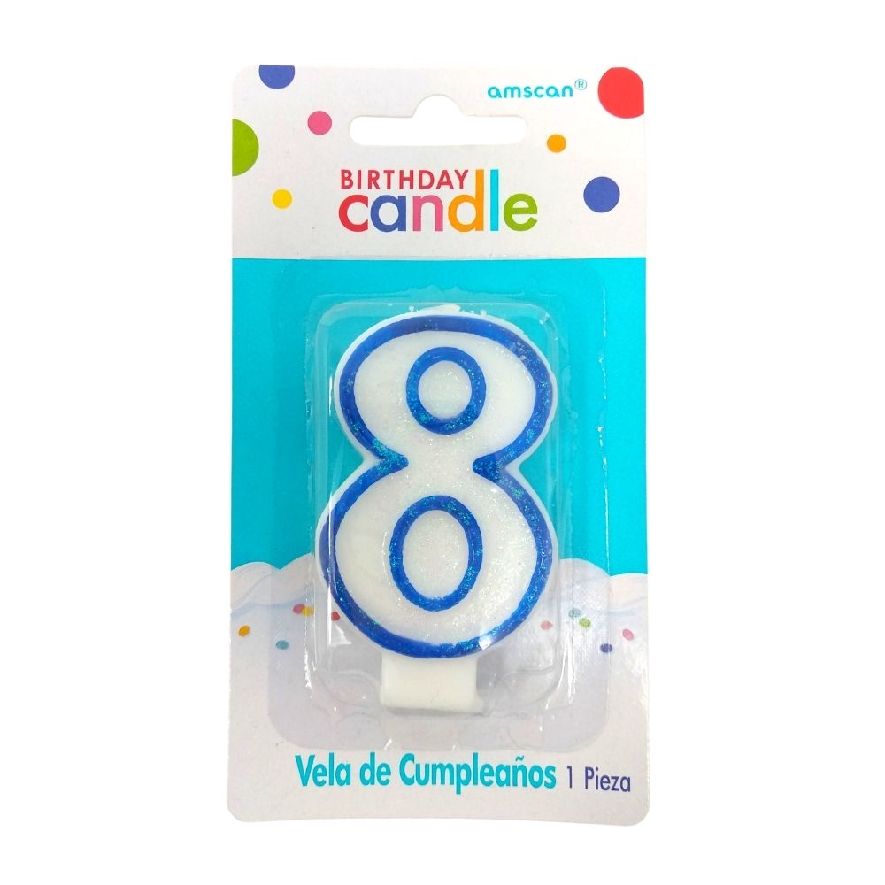 Birthday Candle Vela Glitter Azul - Amscan