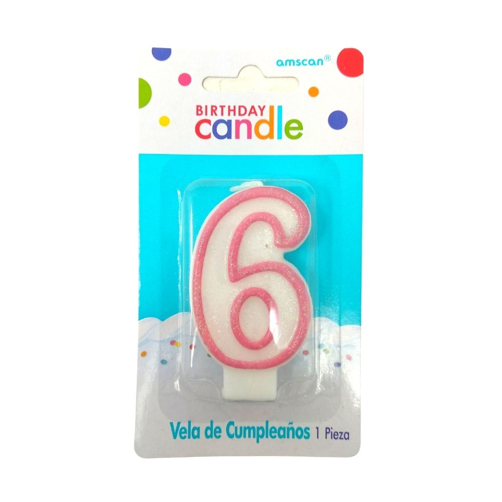 Birthday Candle Vela Glitter Rosa - Amscan