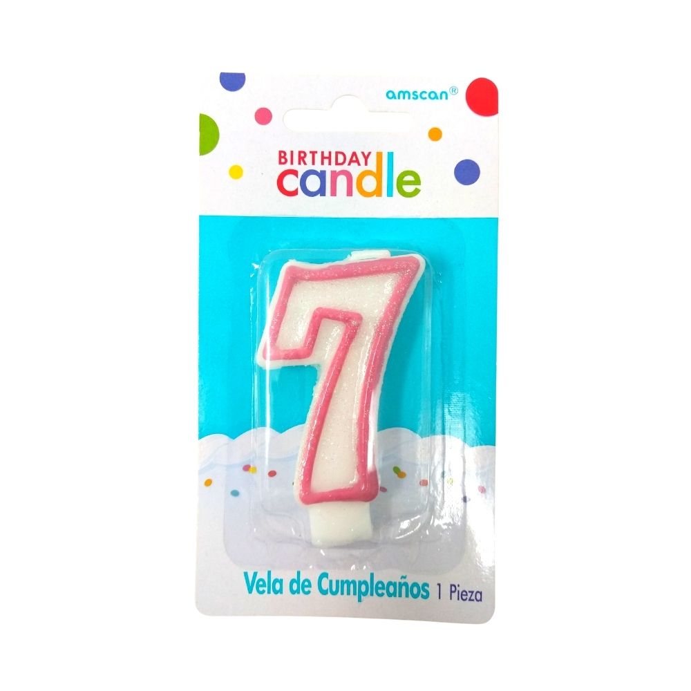 Birthday Candle Vela Glitter Rosa - Amscan