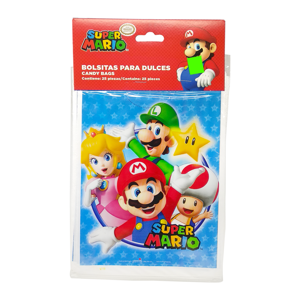 Super Mario Bolsitas para Dulces - 25 piezas