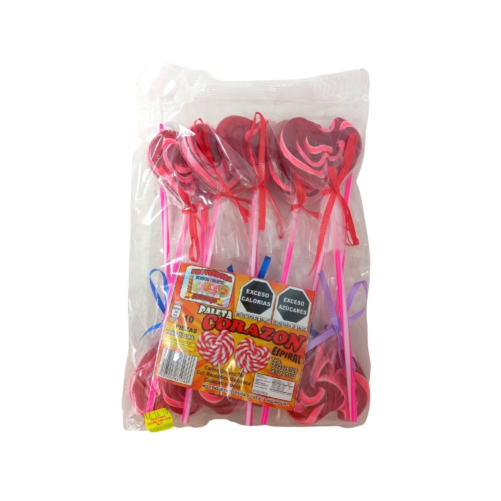 Paleta Corazón Espiral - Chilango - 10 Piezas