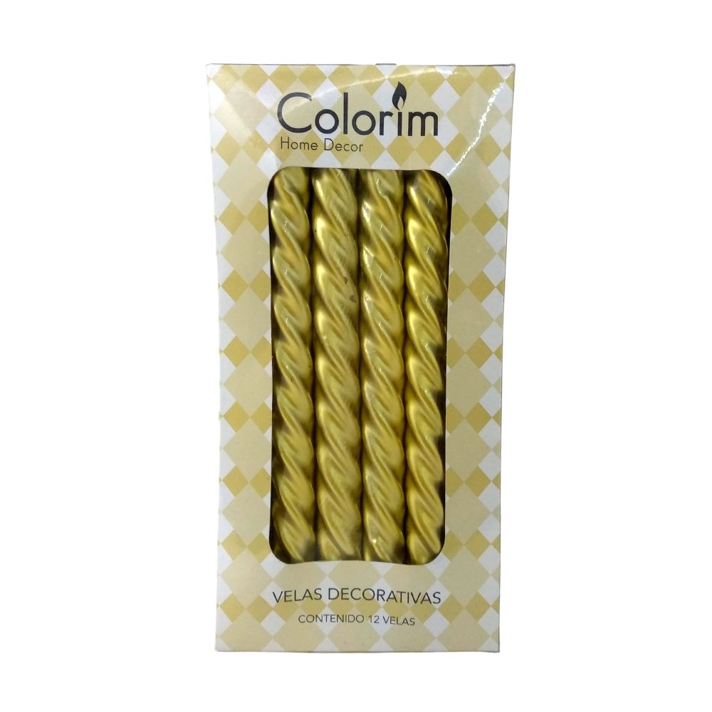 Velas Decorativas Espiral - Colorim - 12 Piezas