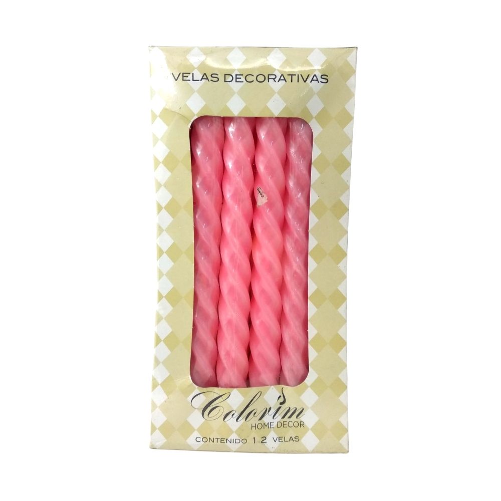 Velas Decorativas Espiral - Colorim - 12 Piezas
