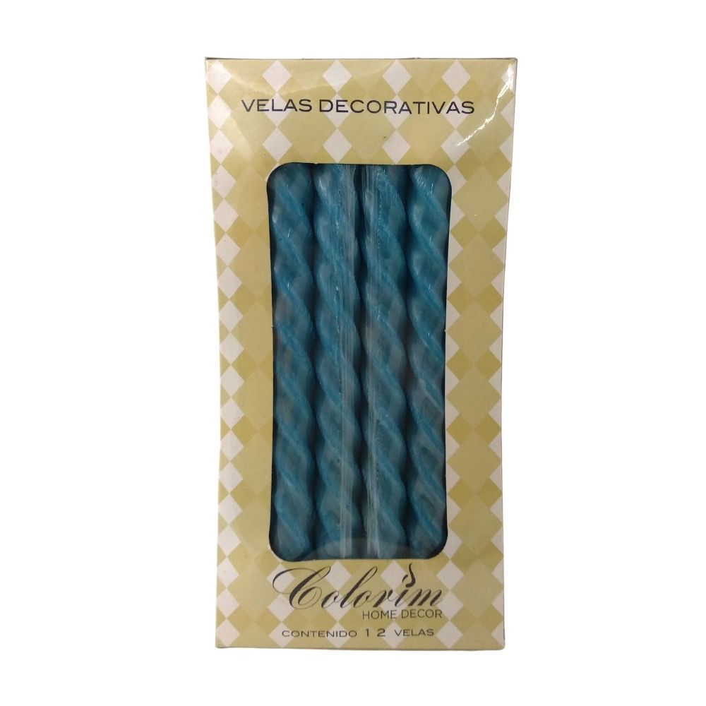 Velas Decorativas Espiral - Colorim - 12 Piezas