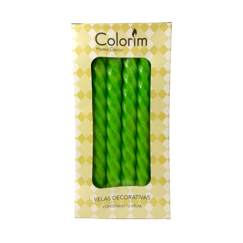 Velas Decorativas Espiral - Colorim - 12 Piezas
