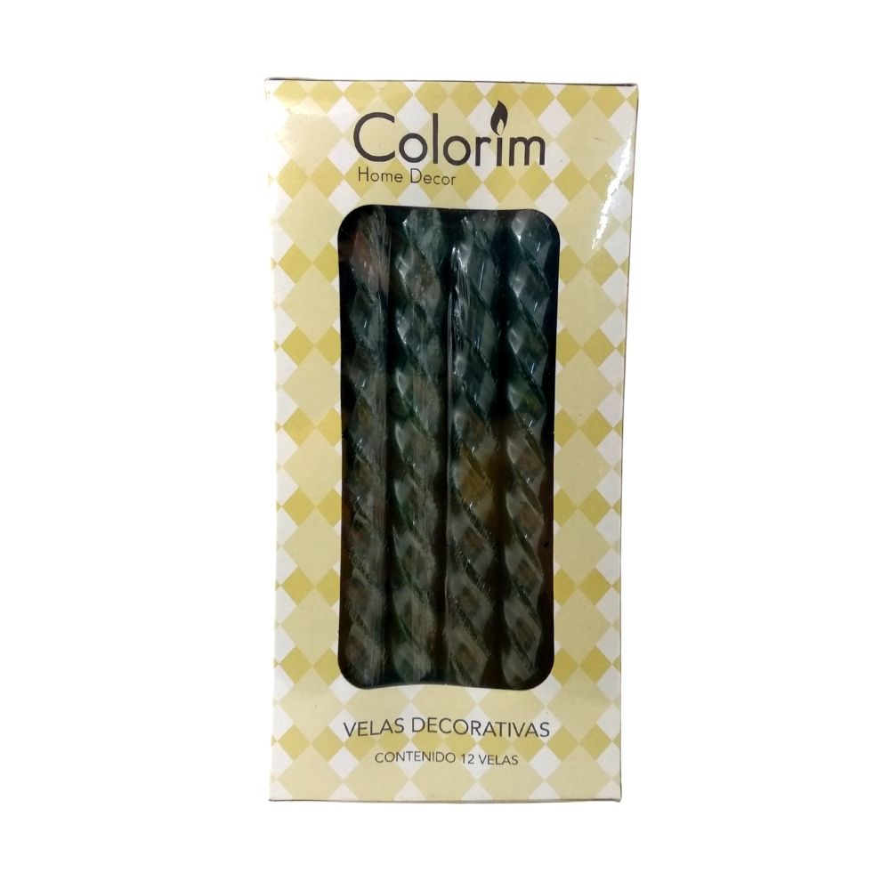 Velas Decorativas Espiral - Colorim - 12 Piezas