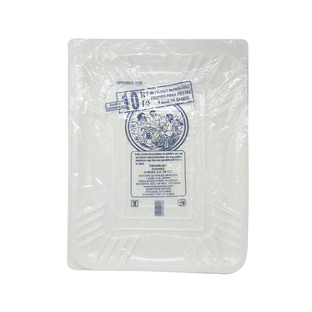 Charolas Rectangulares N°14 - Envases Cuevas  - 10 piezas
