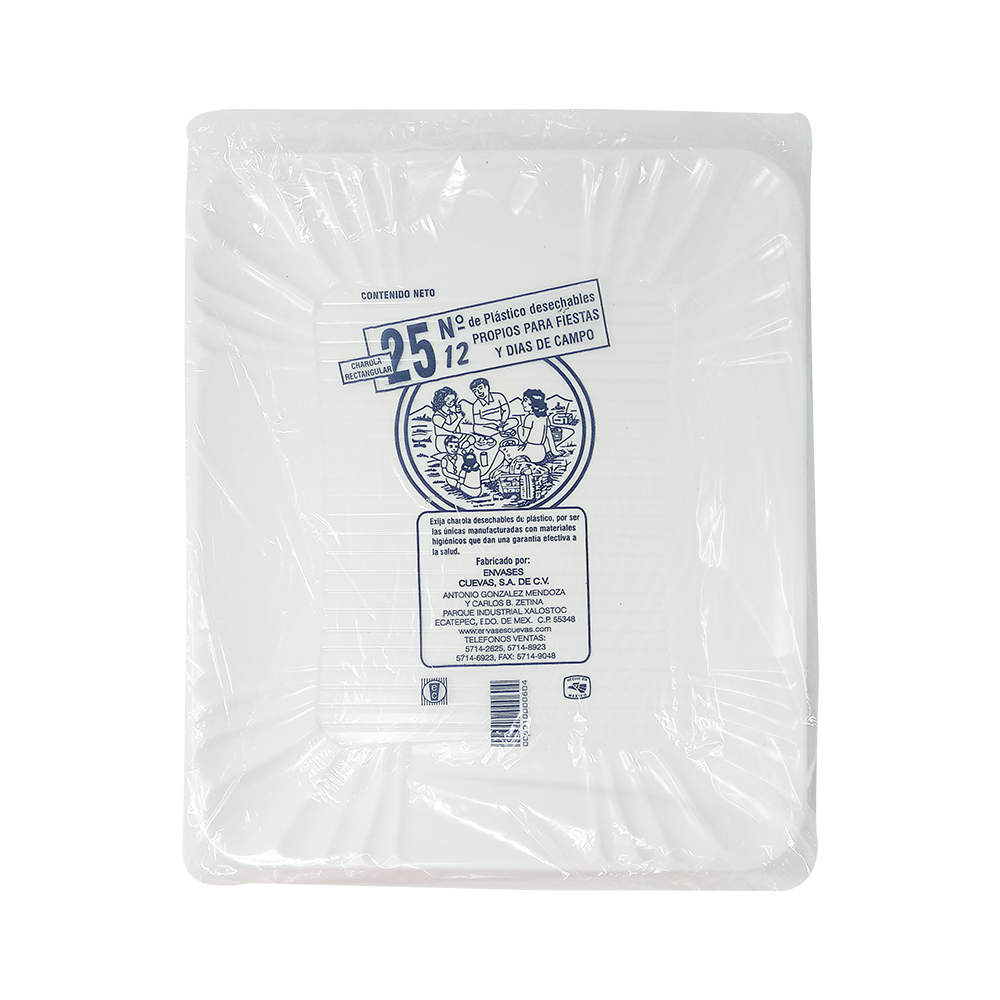 Charolas Rectangulares - Envases Cuevas - 25 piezas