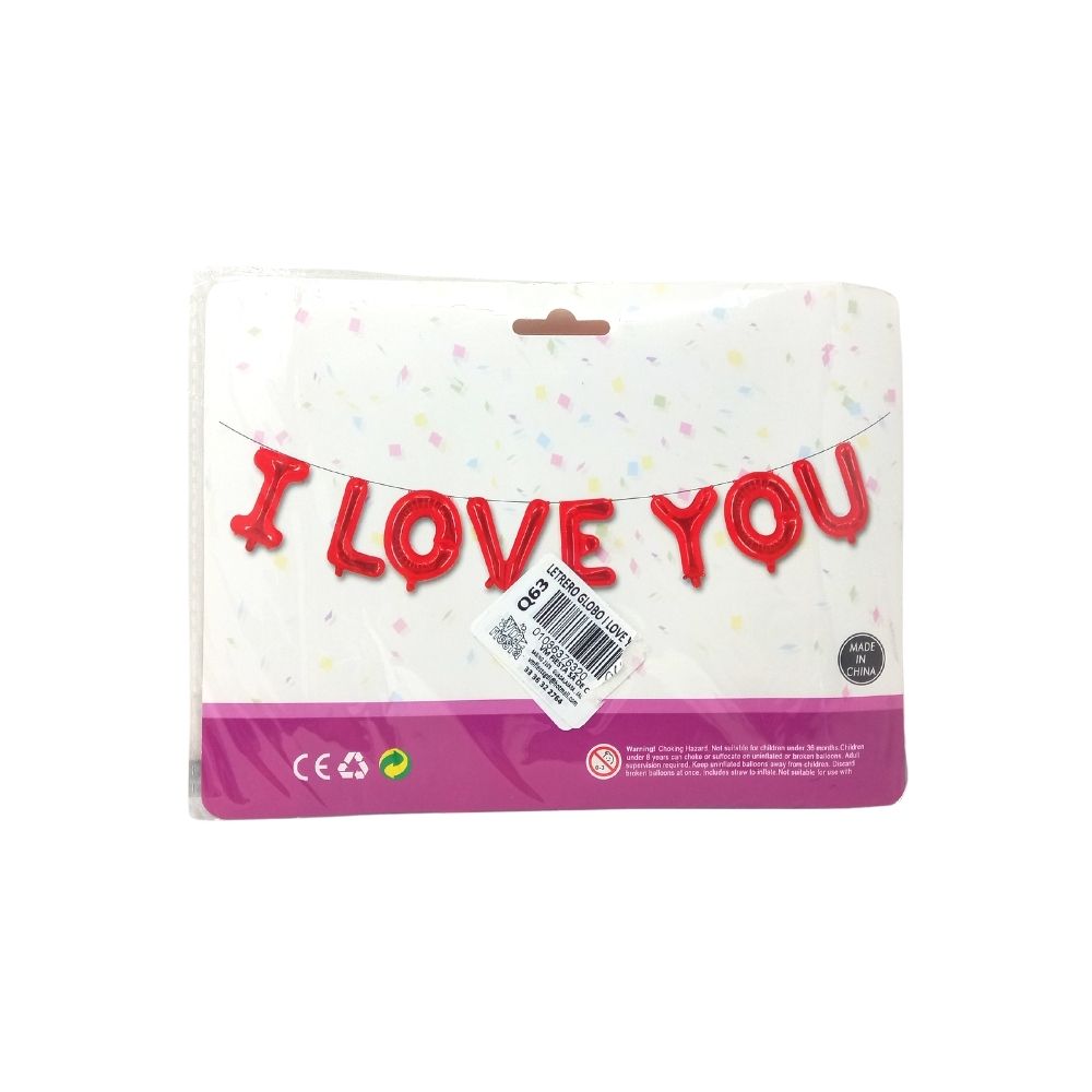 Letrero de Globos  "I love you"