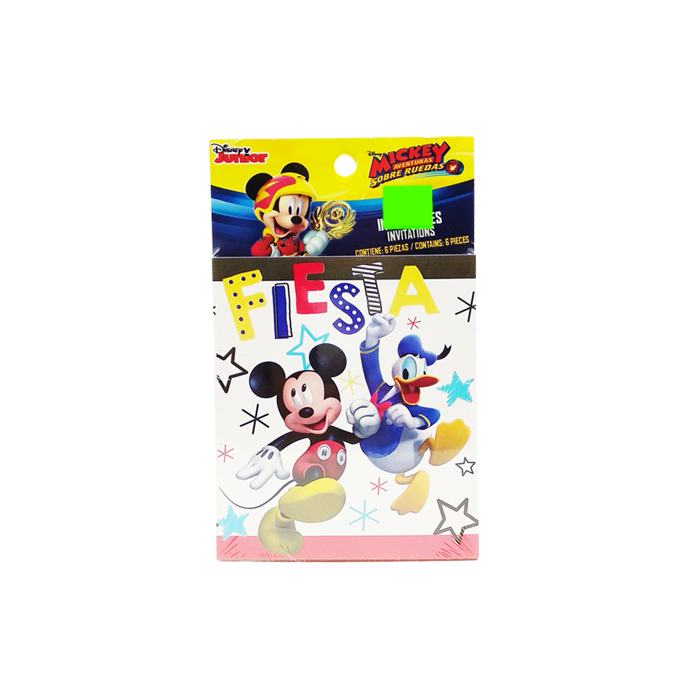Mickey Sobre Ruedas Invitaciones 6 Pzas