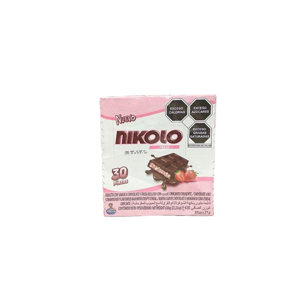 Chocolate Nikolo con fresa y cacahuate - Arcor - 30 piezas