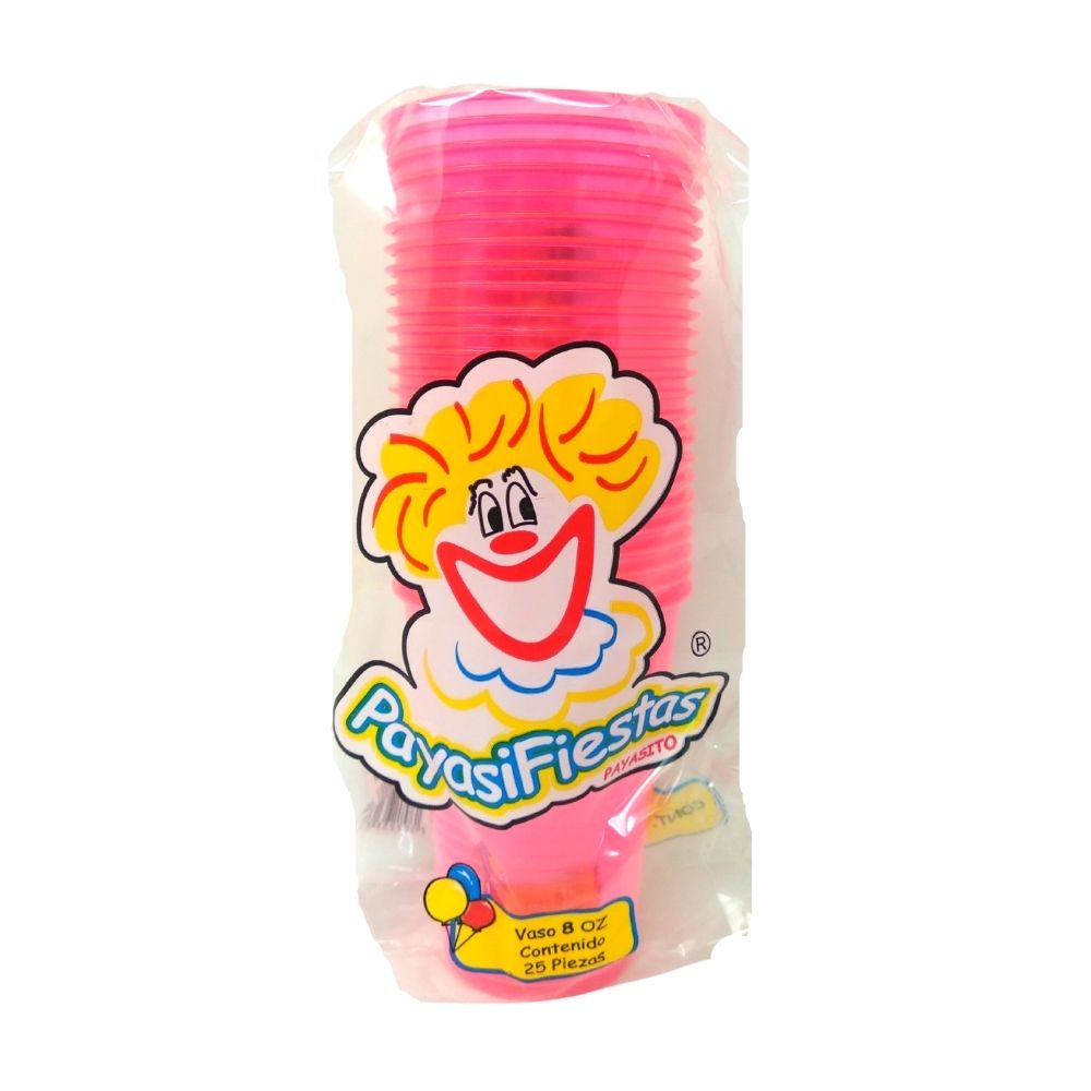 Vasos de Plástico #8 Neón - Payasifiestas - 25 Piezas