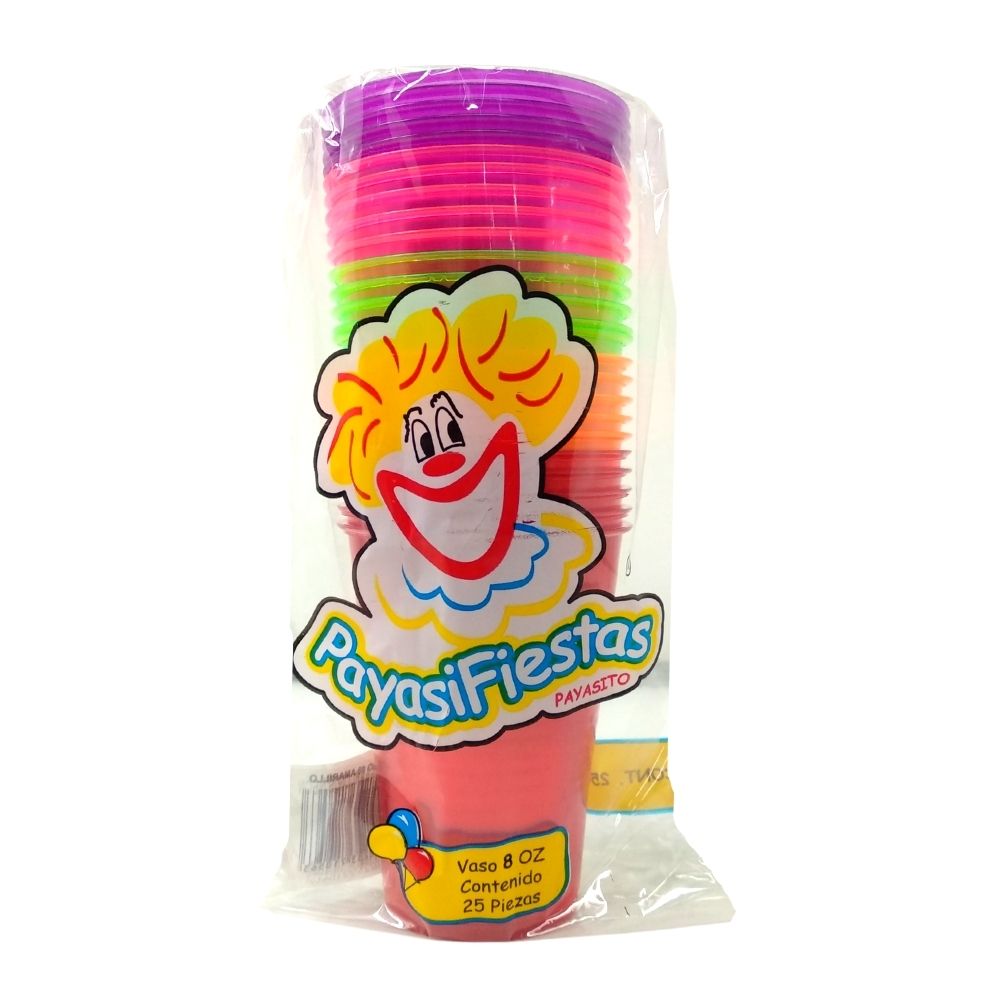 Vasos de Plástico #8 Neón - Payasifiestas - 25 Piezas