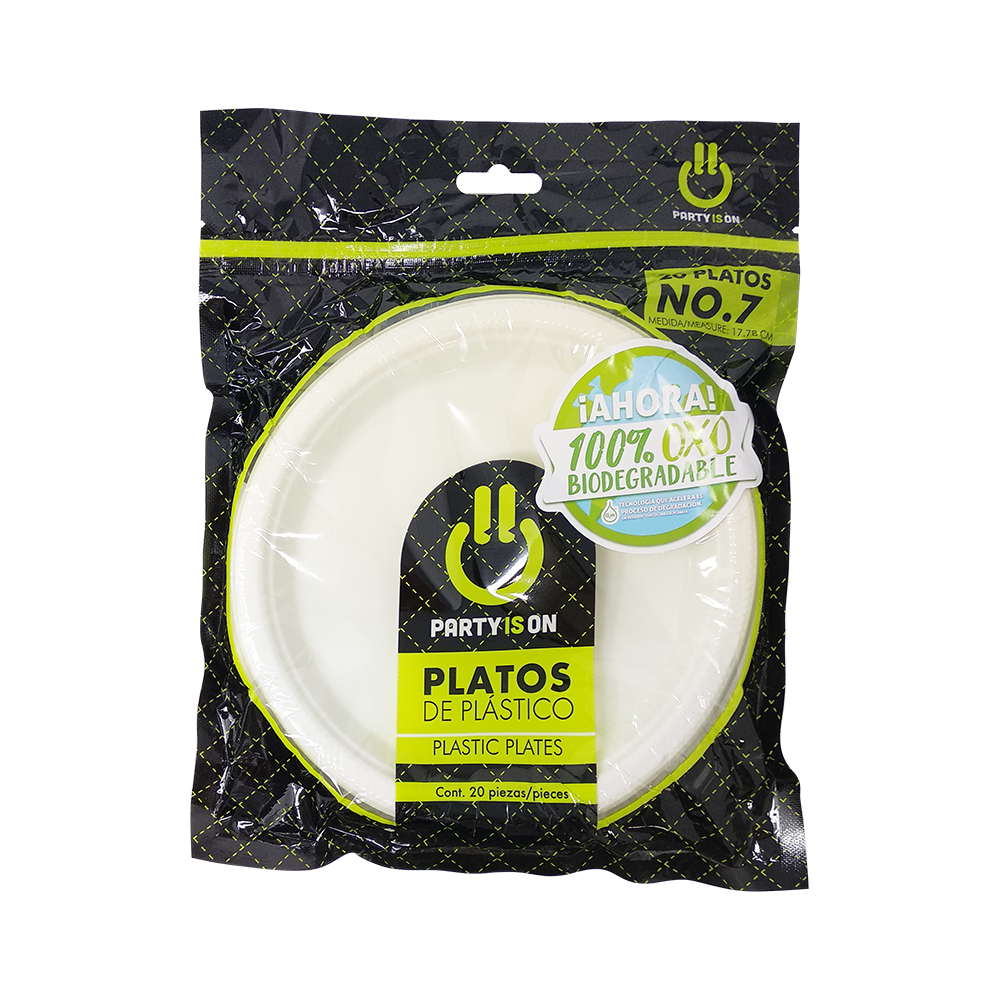 Platos de plástico #7 - Party Is On - 20 Pzas
