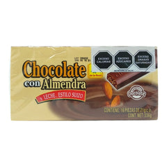 Chocolate con almendras estilo suizo - De La Rosa - 16 piezas